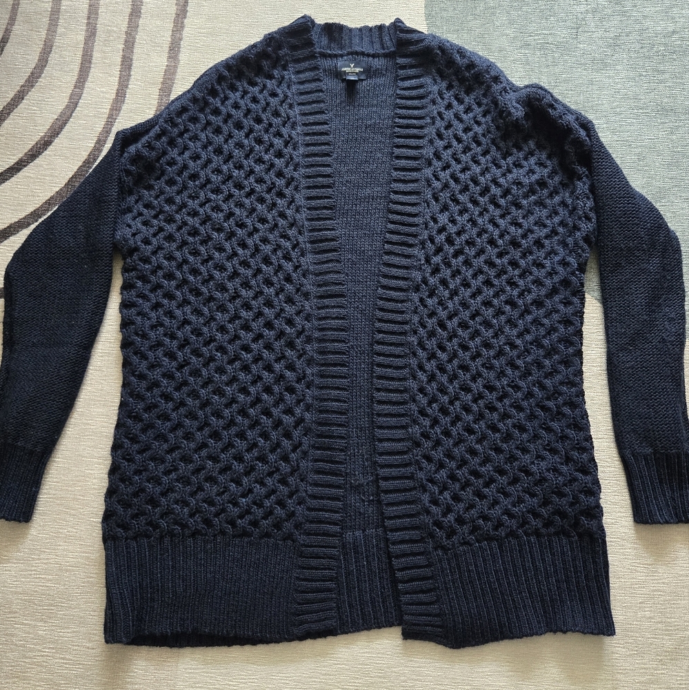 AEO Navy Blue Knit Oversized Cardigan